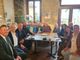 La delegazione istituzionale, proveniente da Dolčevo, accolta a Roddino
