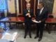 Il prof Nicola Barbatelli, curatore della mostra, insieme con Marcello Cavallo dell'Associazione Insieme
