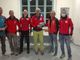 Da sinistra Danilo Collino e Alberto Tarditi della Scuola Alpi Ovest, Alberto Pacellini e Cristiano Bastonero, rispettivamente vice e capostazione del Soccorso alpino Cuneo, Enzo Camisassa direttore della Scuola Alpi Ovest ed Emanuel Parracone del Soccorso alpino Cuneo
