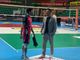 Felice Sette e il presidente di Cuneo Volley Gabriele Costamagna dopo la partita Felice Sette e il presidente di Cuneo Volley Gabriele Costamagna dopo la partita