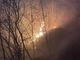 Alcune immagine del fronte delle fiamme nell'incendio boschivo di Perletto