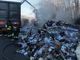 Il camion in fiamme sulla A6