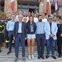 Anita Gastaldi insieme ai familiari e alle autorità al termine della premiazione