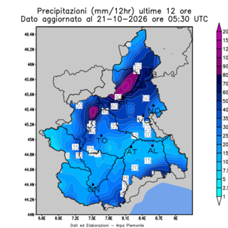 Precipitazioni ultime 12 ore alle ore7.30 del 21 ottobre 2026 Precipitazioni ultime 12 ore alle ore7.30 del 21 ottobre 2026