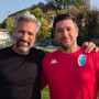 Il nuovo allenatore, a destra, col presidente Maxim Pioggia Il nuovo allenatore, a destra, col presidente Maxim Pioggia
