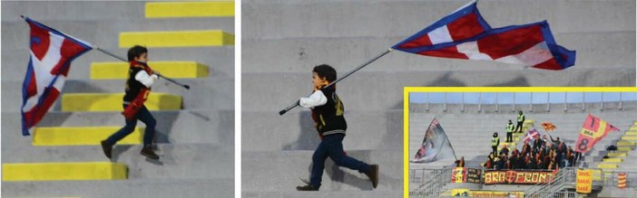 Il piccolo tifoso del Bra conquista Livorno: la sua corsa con la bandiera finisce sulla rivista della città toscana