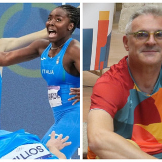 I campioni olimpici Arese, Sottile e Osake, a destra il presidente Atletica 75 Fossano Paolo Braccini