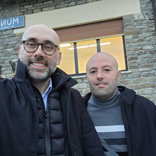 Il presidente della Provincia Luca Robaldo con il sindaco di Castelletto Uzzone Gabriele Molinari