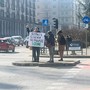 Cuneo, contro il taglio dei cedri di piazza Europa va in scena la protesta dei clacson [FOTO]