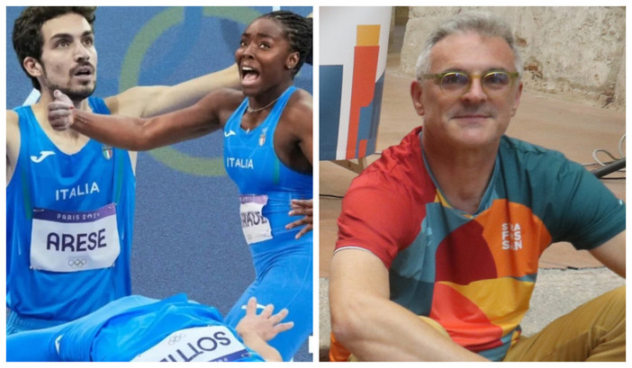 I campioni olimpici Arese, Sottile e Osake, a destra il presidente Atletica 75 Fossano Paolo Braccini