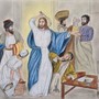 “Gesù scaccia i mercanti dal Tempio”, disegno dell’artista braidese Pinuccia Sardo