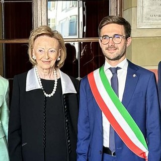 Maria Franca Fissolo Ferrero con il sindaco di Alba Alberto Gatto