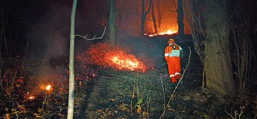 L'intervento sull'incendio boschivo di Boves
