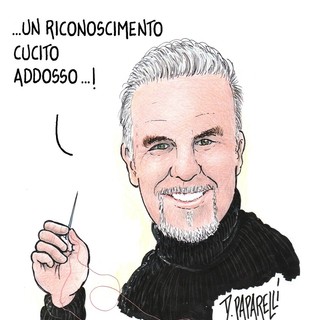 Alviero Martini protagonista della vignetta di Danilo Paparelli