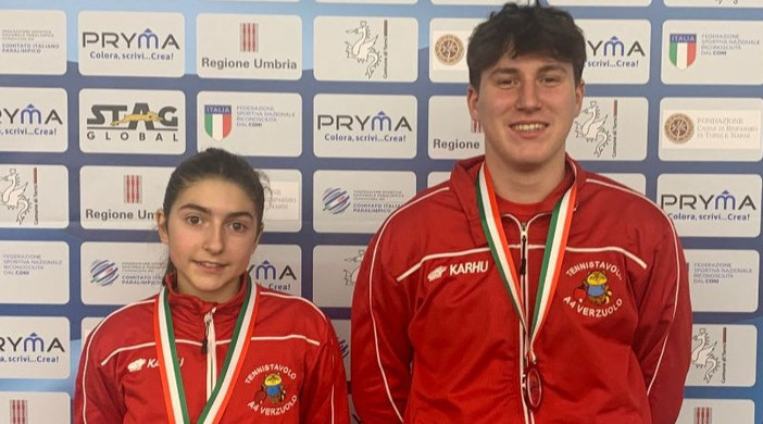 TENNISTAVOLO / Bronzo per i verzuolesi Alice Rivoira e Simone Garello nel torneo giovanile di Terni
