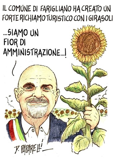 I Girasoli di Farigliano nella vignetta di Danilo Paparelli I Girasoli di Farigliano nella vignetta di Danilo Paparelli