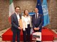 Emanuele Bolla e Marco Scuderi con Denise Bax, segretario generale Unesco per le città creative