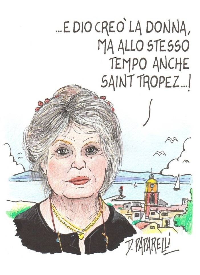 Brigitte Bardot nella vignetta di Danilo Paparelli: un omaggio alla diva che ha reso immortale Saint Tropez