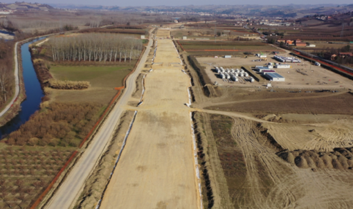 Una veduta aerea del cantiere per il completamento autostradale