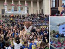 Claudia Colli in tre momenti delle celebrazioni per la "Festa dell'Europa"