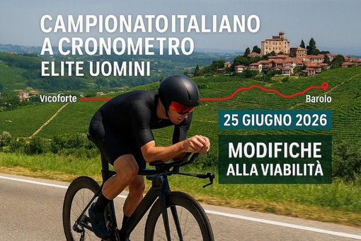 Cronometro tricolore da Vicoforte a Barolo: giovedì 25 giugno modifiche alla viabilità sulle strade provinciali