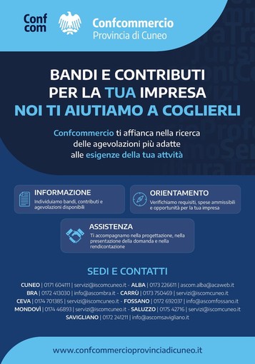 Confcommercio provincia di Cuneo lancia l’”Operazione Bandi” Confcommercio provincia di Cuneo lancia l’”Operazione Bandi”