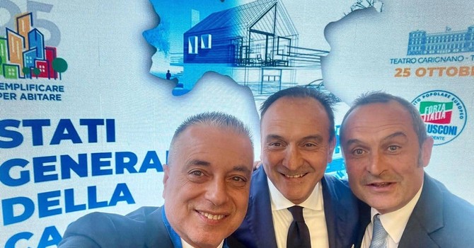 Enrico Costa, primo da destra, con il presidente della Regione Alberto Cirio e il consigliere regionale Franco Graglia
