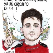 Charles Leclerc al GP di Monaco... visto dal vignettista Paparelli
