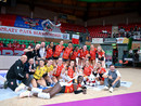 La Honda Cuneo Grande Volley in festa dopo la vittoria al tie break su Firenze (foto di Danilo Ninotto)