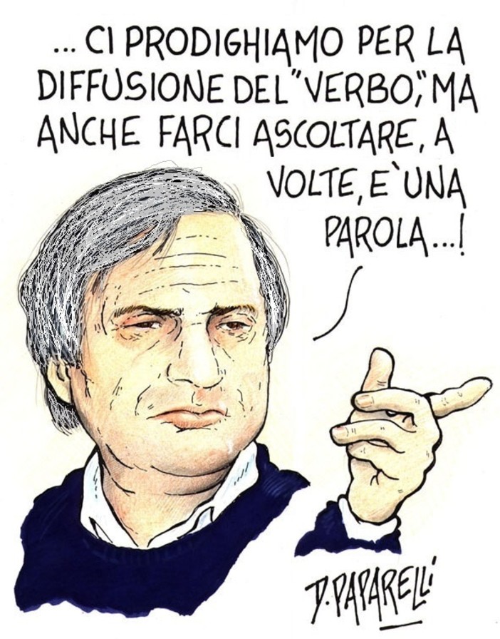 Don Ciotti compie 80 anni: la vignetta di Paparelli per il &quot;prete di strada&quot;