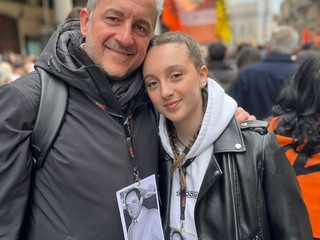 Giovanni Damiano con la figlia Maria alla manifestazione promossa da Libera