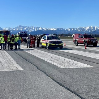 L'esercitazione svolta in mattinata sulla pista dell'aeroporto di Levaldigi