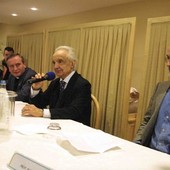 Antonino Zichichi con don Gianni Falco e Alberto Bosi