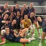 Le pumine festeggiano a Garlasco (foto Mondovì Volley)
