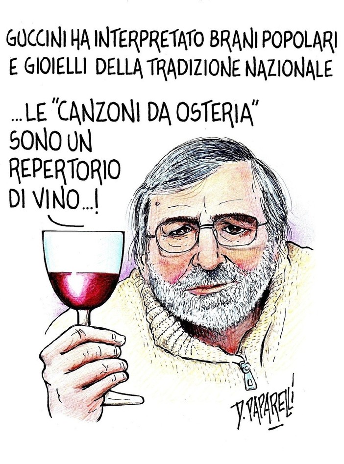 L'omaggio a Francesco Guccini nella vignetta di Paparelli