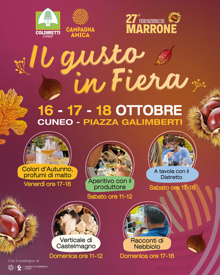 Coldiretti Cuneo: alla Fiera del Marrone il gusto si scopre con chi lo produce Coldiretti Cuneo: alla Fiera del Marrone il gusto si scopre con chi lo produce