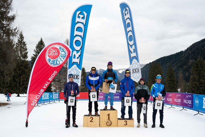 Il podio della categoria U18 della Coppa Italiana a Falcade , immagine di Adriano Barioli