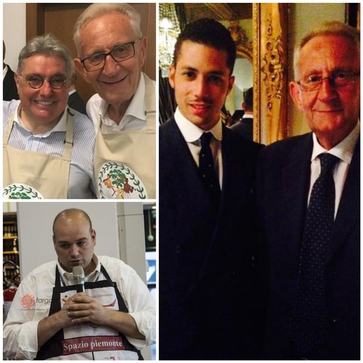 Beppe Ghisolfi e lo chef Umberto Ferrondi alla cena per i poveri nella Mole di Torino