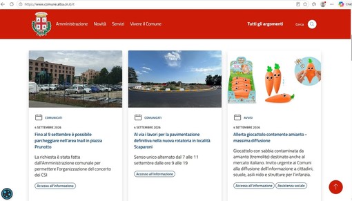 Alba, possibili disservizi temporanei nella consultazione di alcune sezioni del sito internet comunale Alba, possibili disservizi temporanei nella consultazione di alcune sezioni del sito internet comunale