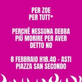 Asti scende  in piazza per Zoe Trinchero con Non una di meno: "Perché nessuna debba più morire per avere detto no"