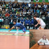 Una ricezione del capitano di Cuneo Iacopo Botto e, nel riquadro, Elisa Tarasco di Fratelli d'Italia