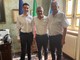 Da sinistra il nuovo assessore Lorenzo Barbero, il sindaco Carlo Bo e l'l'uscente Marco Marcarino