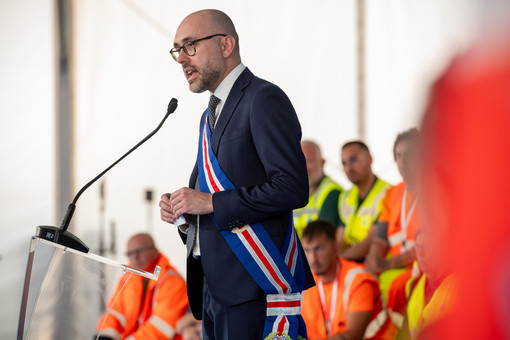 Il presidente Luca Robaldo ieri alla cerimonia di Roddi