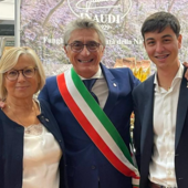 Lorenzo Barbero col sindaco Bo e la capogruppo della Lega in Consiglio Elena Alessandria