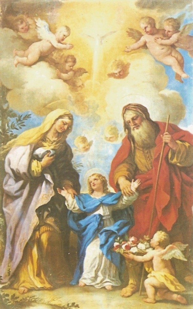 Santi Gioacchino ed Anna con la Vergine Bambina, opera del pittore napoletano Luca Giordano, XVII secolo, chiesa di San Michele di Cuéllar (Spagna) Santi Gioacchino ed Anna con la Vergine Bambina, opera del pittore napoletano Luca Giordano, XVII secolo, chiesa di San Michele di Cuéllar (Spagna)