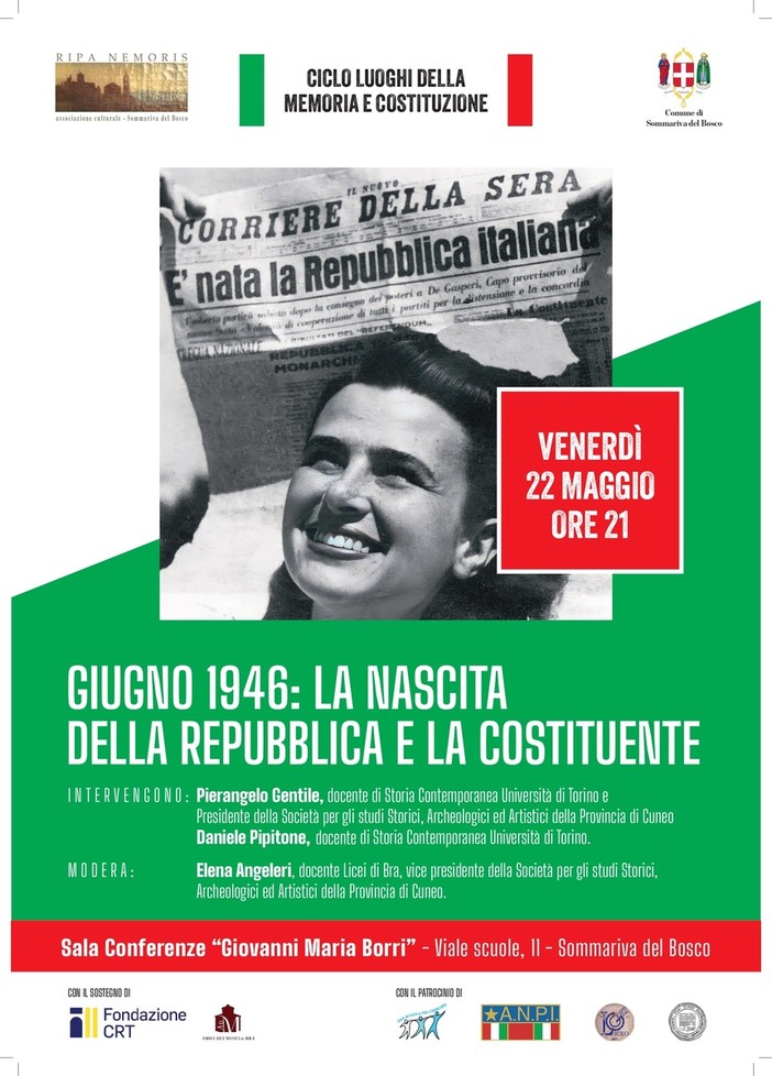 Sommariva del Bosco ricorda il 1946: incontro sulla nascita della Repubblica