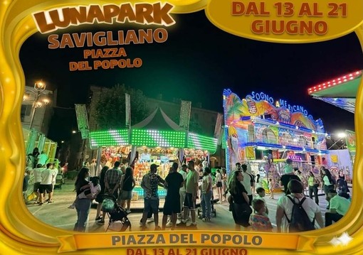 A Savigliano torna il Savipark: dal 13 al 21 giugno Piazza del Popolo si accende con la magia del Luna Park A Savigliano torna il Savipark: dal 13 al 21 giugno Piazza del Popolo si accende con la magia del Luna Park