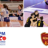 La Lpm Bam Mondovì (foto Peirone) e la Roma Volley (foto Paganotti)
