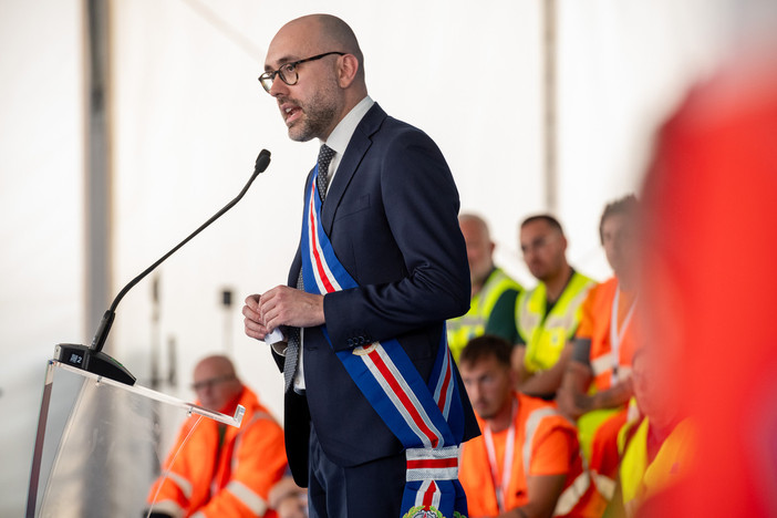 Il presidente Luca Robaldo ieri alla cerimonia di Roddi