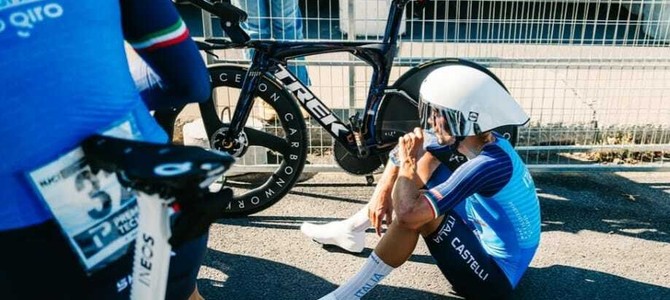 Matteo Sobrero al termine della prova iridata (foto profilo instagram matteo sobrero)